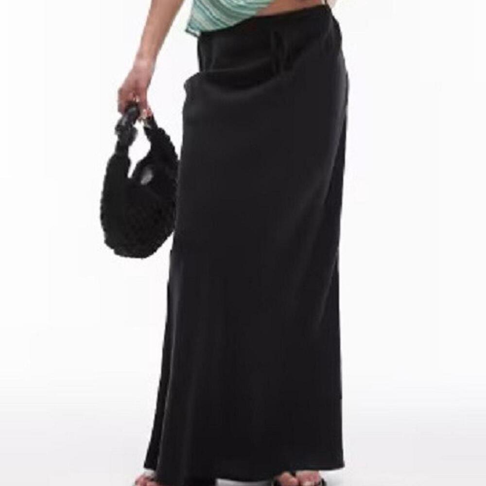 Topshop Women 6 Black Casual Maxi Skirt Drawstring Waist